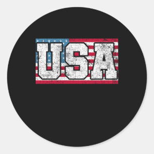 American Usa Us Flag 4th Of July  Classic Round Sticker