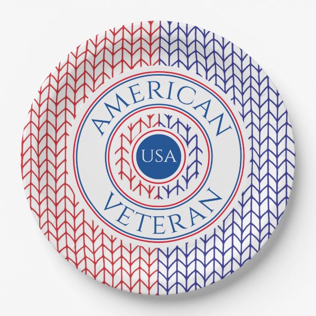 AMERICAN VETERAN 9" Round Paper Plates (Front)