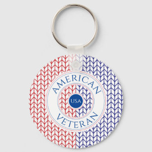 AMERICAN VETERAN Aluminium Circle Keychain 