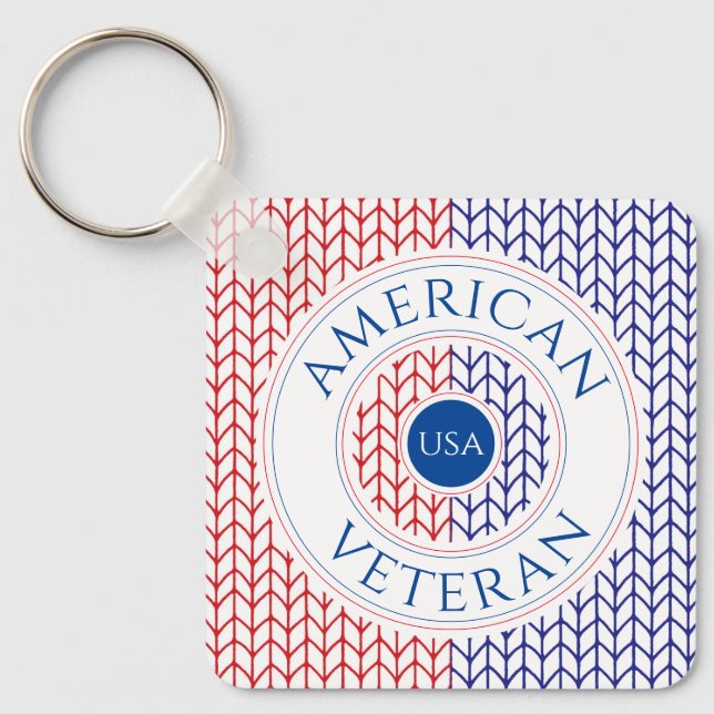 AMERICAN VETERAN Aluminium Square Keychain (Front)