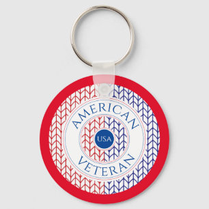 AMERICAN VETERAN Aluminum Circle Keychain