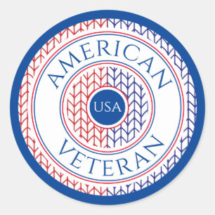 AMERICAN VETERAN Large Round Stickers / Blue
