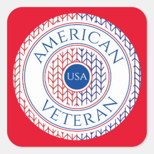 AMERICAN VETERAN Large Square Stickers