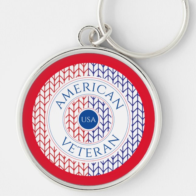 AMERICAN VETERAN Premium Round Keychain (Front)