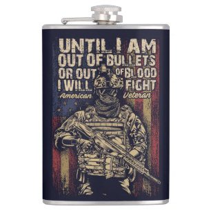 American Veteran Quote Hip Flask