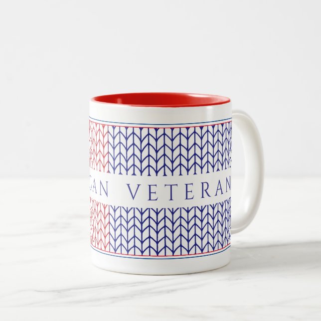"AMERICAN VETERAN" Red Two-Tone Mug (Front Right)