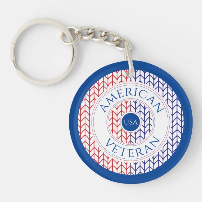 AMERICAN VETERAN Round Acrylic Keychain / Blue (Front)