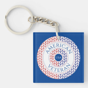 AMERICAN VETERAN Square Acrylic Keychain / Blue