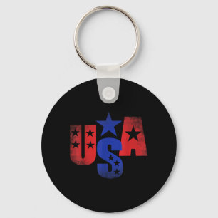 American Vintage Art USA Birthday 4th of July Key Ring