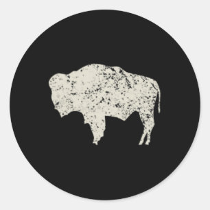 American Vintage Buffalo Men Women Silhouette Love Classic Round Sticker