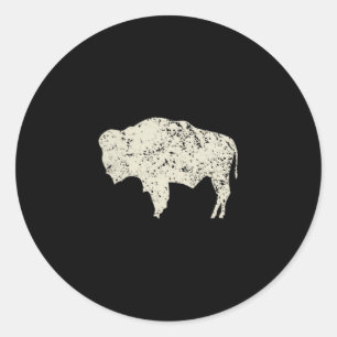 American Vintage Buffalo Men Women Silhouette Love Classic Round Sticker