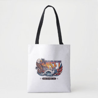 American Vintage Eagle & Flag "SUNSET" Wave  Tote Bag