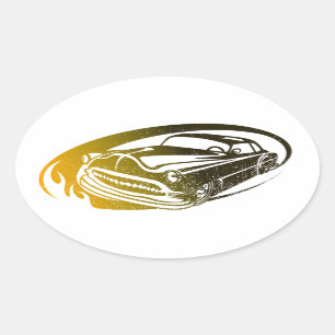 American Vintage Fast Race Car Motorsports Oval Sticker