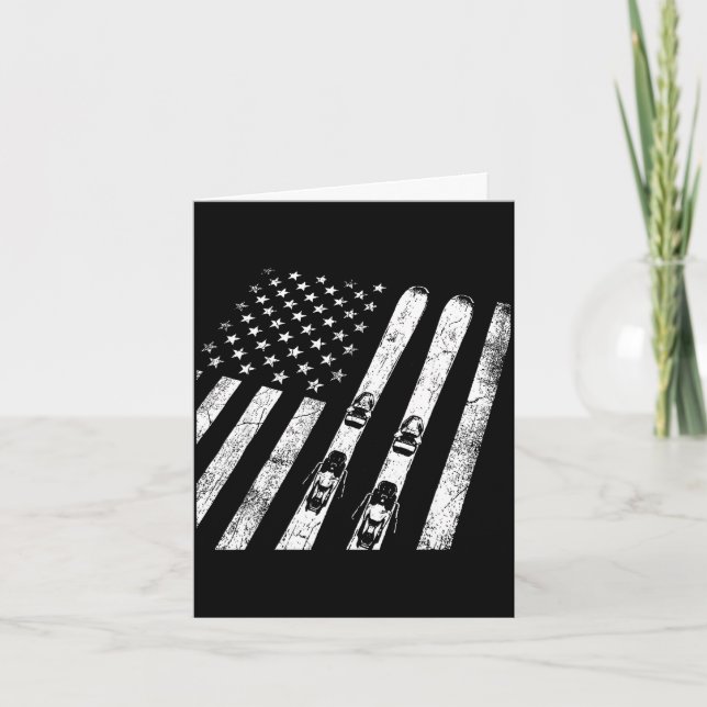 American vintage skiing ski winter mountain usaAme Card (Front)