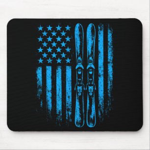 American vintage skiing ski winter mountain usaAme Mouse Pad