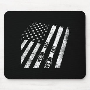 American vintage skiing ski winter mountain usaAme Mouse Pad