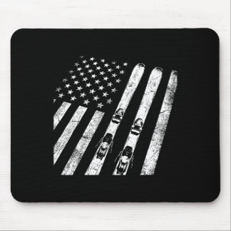 American vintage skiing ski winter mountain usaAme Mouse Pad