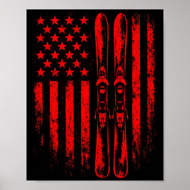 American vintage skiing ski winter mountain usaAme Poster (Front)