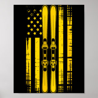 American vintage skiing ski winter mountain usaAme Poster