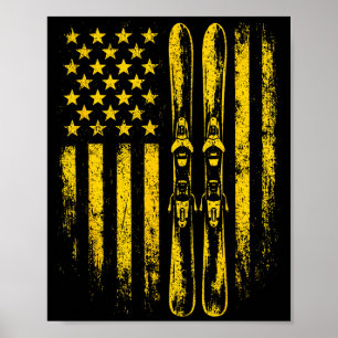 American vintage skiing ski winter mountain usaAme Poster