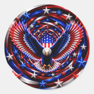 American Vision Spiral – Patriotic Eagle Optical I Classic Round Sticker