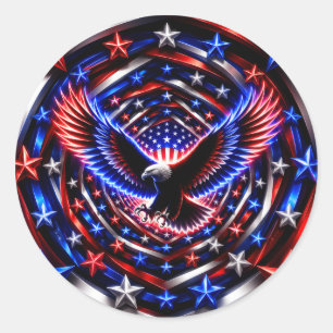 American Vision Spiral – Patriotic Eagle Optical I Classic Round Sticker