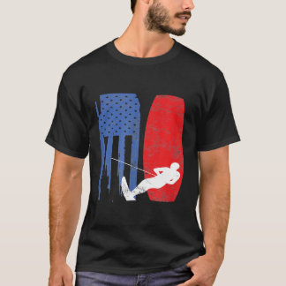 American Water Skiing Flag Wakeboard Skier Sports  T-Shirt