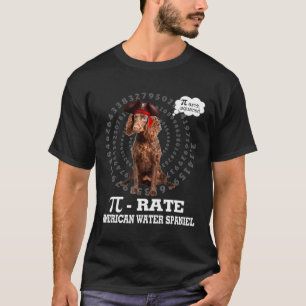 American Water Spaniel Dog Pirate Costume Pi Day T-Shirt