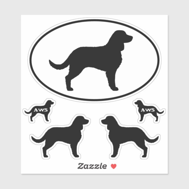 American Water Spaniel Dog Silhouette Sticker Set (Sheet)