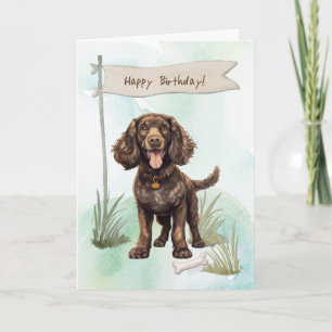 American Water Spaniel Dog Under Birthday Sign Card