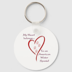 American Water Spaniel Heart Belongs Key Ring