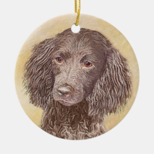 American Water Spaniel Painting - Original Dog Art Ceramic Ornament