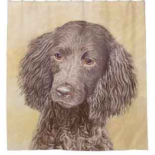 American Water Spaniel Painting - Original Dog Art Shower Curtain