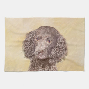 American Water Spaniel Painting - Original Dog Art Tea Towel