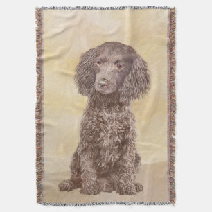 American Water Spaniel Painting - Original Dog Art Throw Blanket
