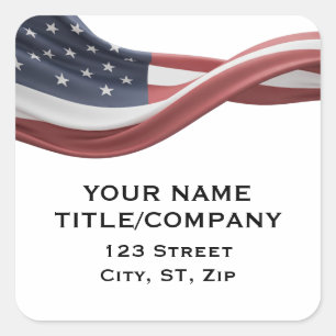 American Wavy Company Name Square Sticker