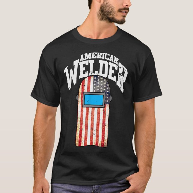 American Welder Us Flag Welding Hood Gift T-Shirt (Front)