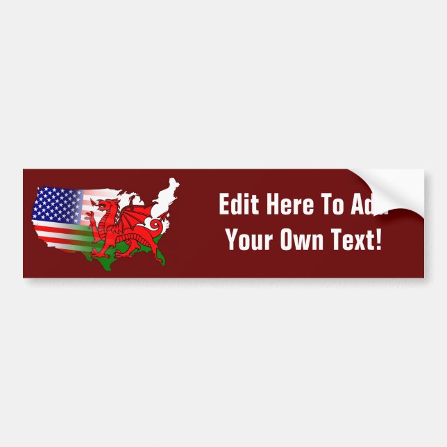 American Welsh Flags Map Bumper Sticker (Front)
