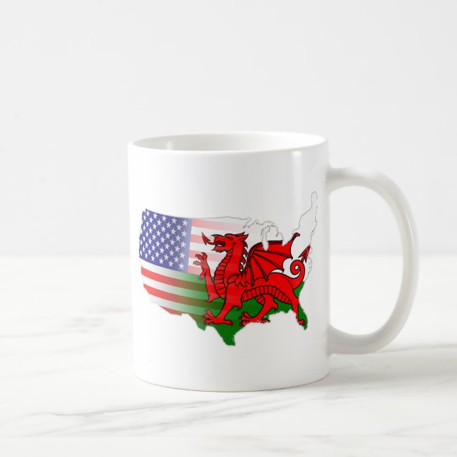 American Welsh Flags Map Coffee Mug (Right)