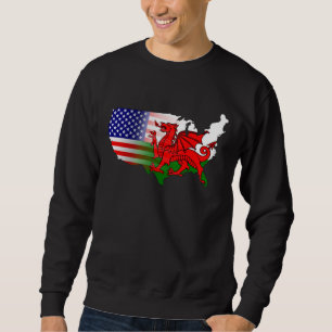 American Welsh Flags Map Sweatshirt