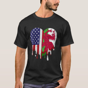 American Welsh Heritage Month Wales Flag Heart T-Shirt
