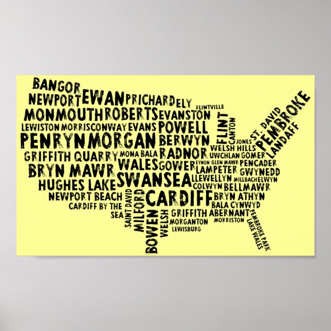 American Welsh Place Names Poster (Front)