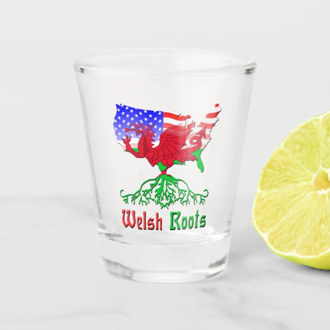 American Welsh Roots   Shot Glass (Front)