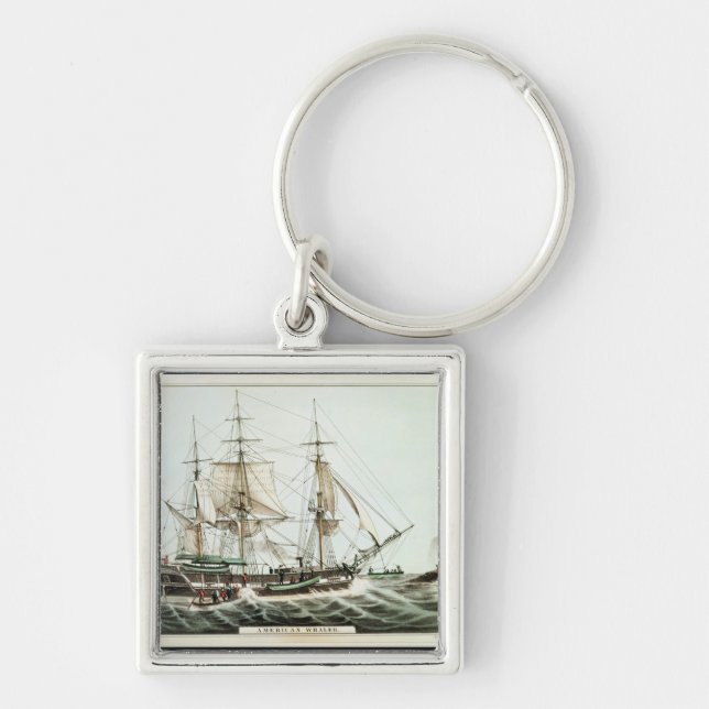 American Whaler, engraved by Nathaniel Currier Key Ring (Front)