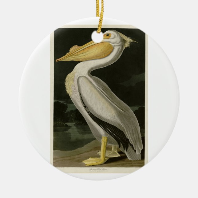 American White Pelican, Audubon's Birds of America Ceramic Ornament (Front)