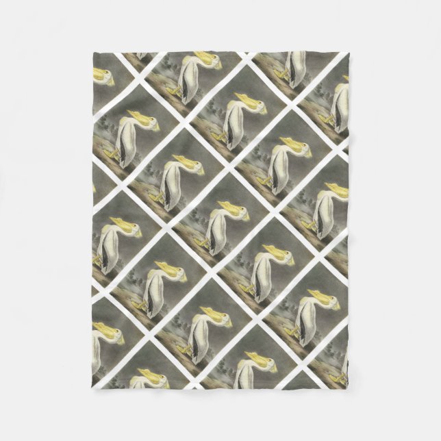 American White Pelican by Audubon Fleece Blanket (Front)