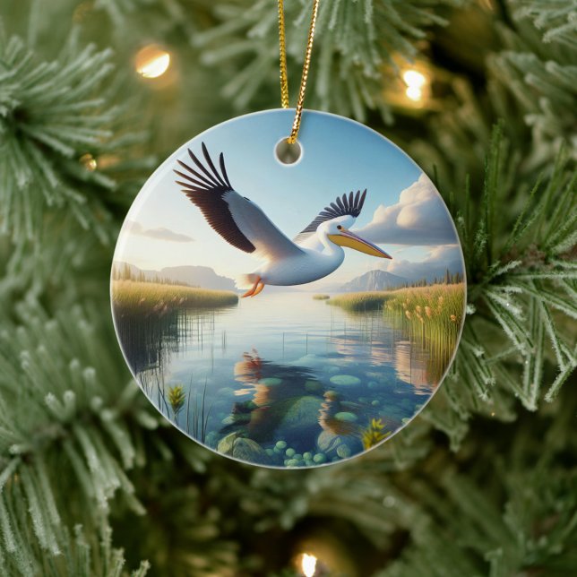 American White Pelican Keepsake Ceramic Ornament (Creator Uploaded)