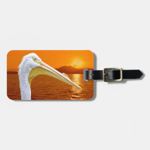 American White Pelican sunset in Corfu Luggage Tag