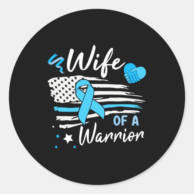 American Wife Of A Warrior Prostate Cancer Support Classic Round Sticker (Front)