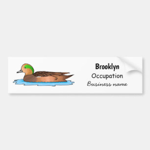 American wigeon bird cartoon illustration bumper sticker
